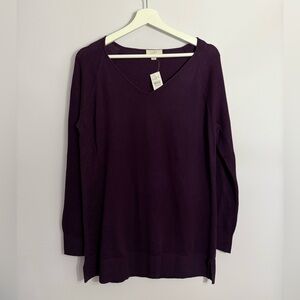 LOFT Deep Purple V-Neck Sweater
